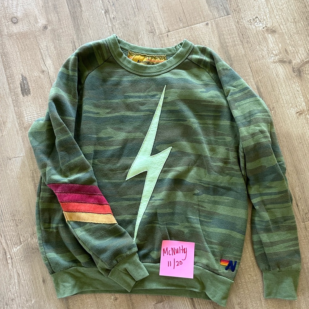 RARE AVIATOR NATION CHEVRON BOLT CREWNECK